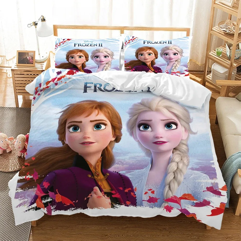 

Frozen Elsa Quilt Cover, Pillow Case, Bedding Set, Home Room, Bedroom Warmth, Disney Cartoon Girl Quilt Set, Three-Piece Set