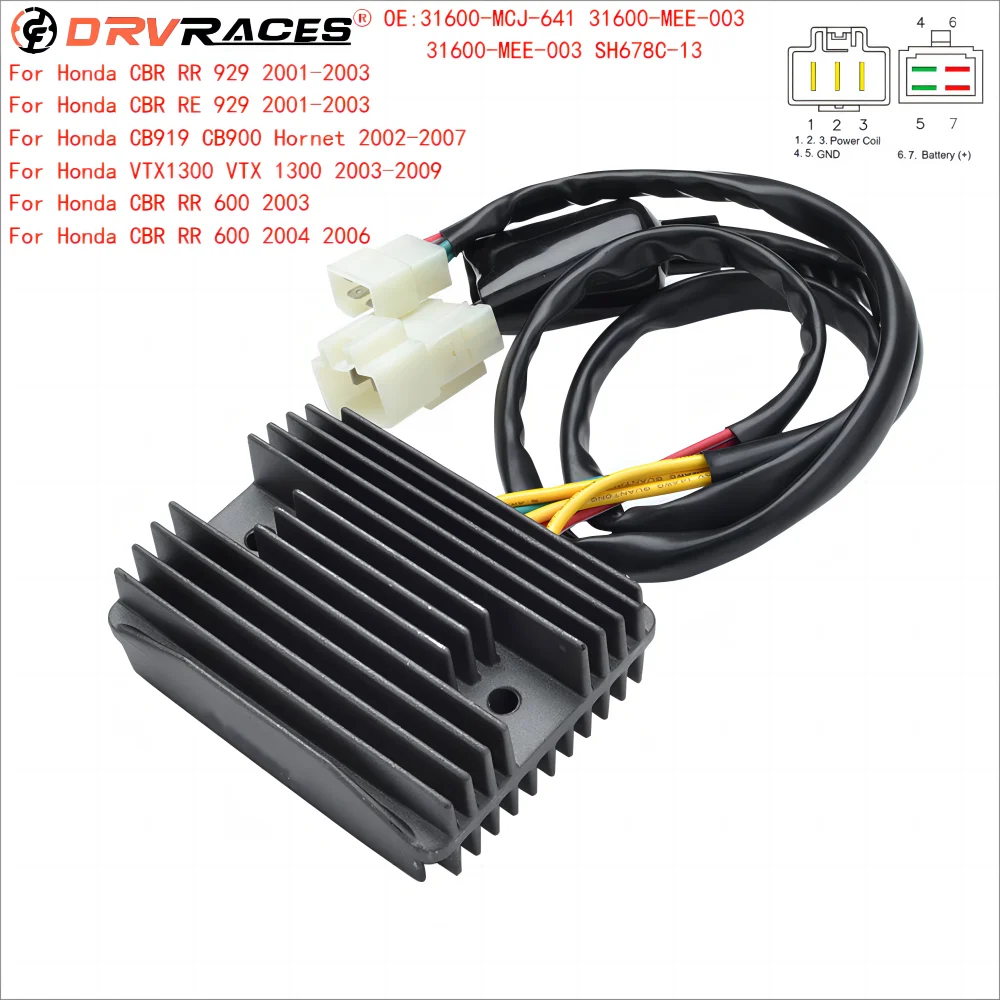 

Motorcycle Voltage Regulator Rectifier For Honda CBR RR RE 929 VTX1300 CBR RR 600 31600-MCJ-641 31600-MEE-003 -872 SH678C-13