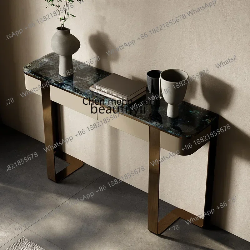 XzqItalian ضوء فاخر الرخام الطبيعي مدخل خزانة غرفة المعيشة مدخل الممر طاولات وحدة التحكم الحجرية الفاخرة #5