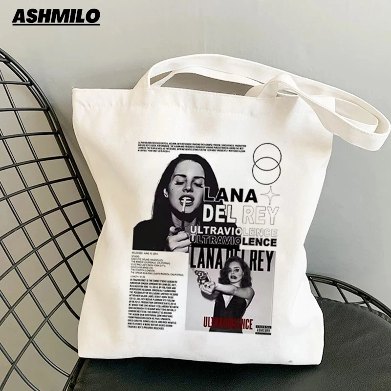 Lana Del Rey borse a tracolla stampate borse a tracolla borse per la spesa Shopper ragazze borsa a mano in tela per cartoni animati borsa a mano ad