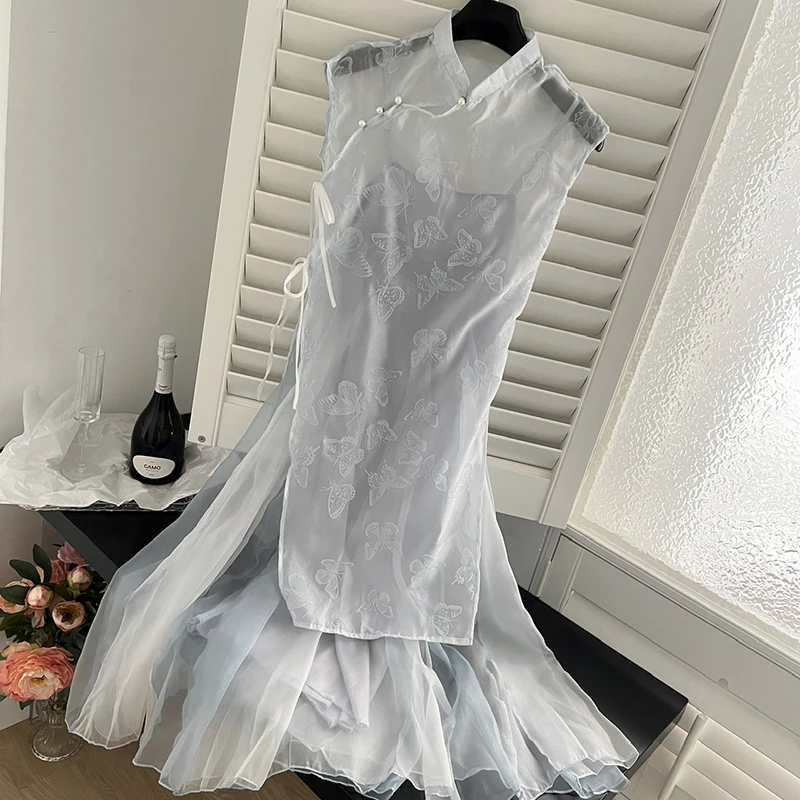 Nowa chińska stylowa sukienka Retro letnia nowa szykowny Design długa sukienka sukienka z charakterem mody