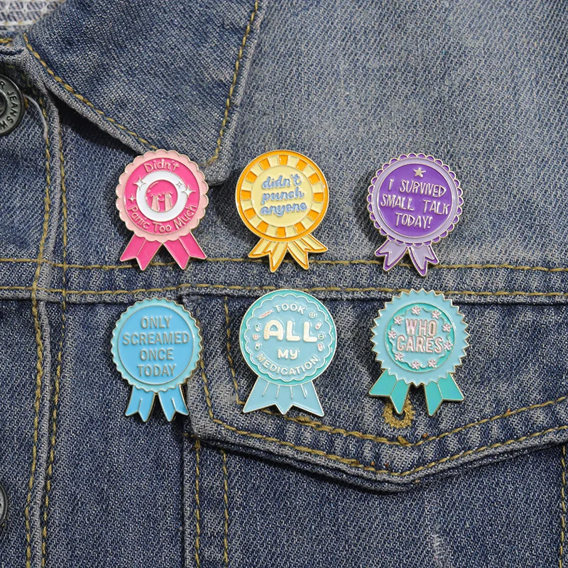 Cartoon Dopamine Color Medal Enamel Pins Cartoon alloy drip oil brooch commemorative medal Accessories Decorative Jewelry Gifts