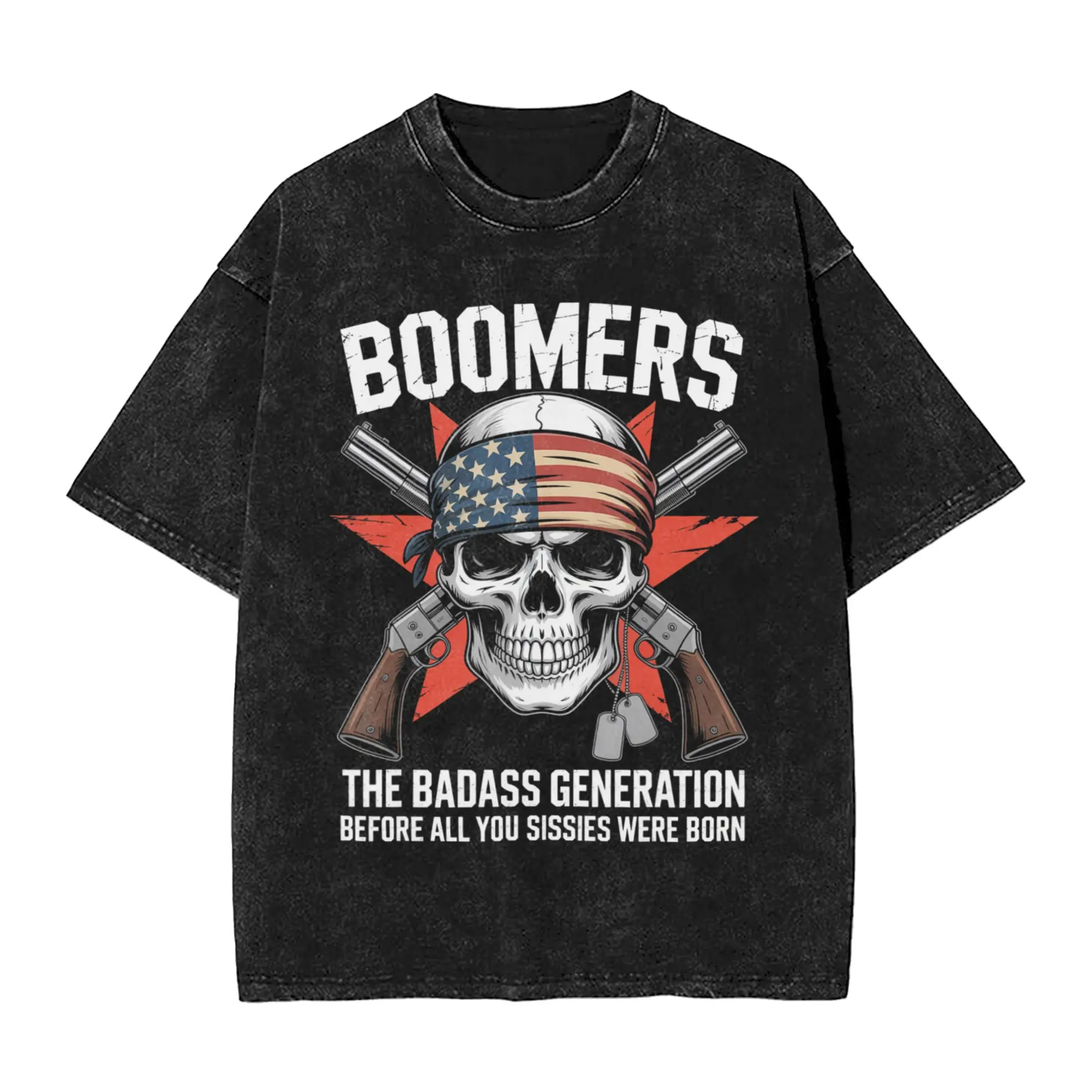 Boomer Generation Badass Before  Washed T Shirt Man  Y2K Classic Casual T Shirts  Fashion Tee Shirt Pattern Plus Size Clothes