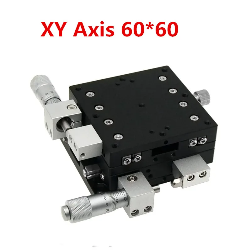 

XY Axis 60*60mm Trimming Station Manual Displacement Platform Linear Stage Sliding Table XY60-C XY60-R,XY60-LM LY60 Cross Rail