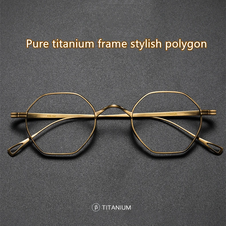 

Japanese Style Fashionable Unique Hexagonal Ultra-Light 10g Pure Titanium Frame optical eyeglasess design as KameManNen KMN152