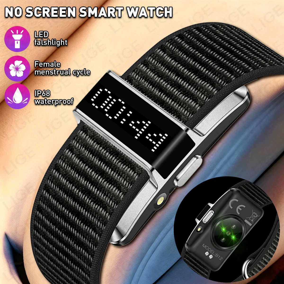 LIGE Fitness Tracker Smart Bracelet Men Women Heart Rate Sleep Monitor Watch Digital Screen Wristband Step Distance Calories