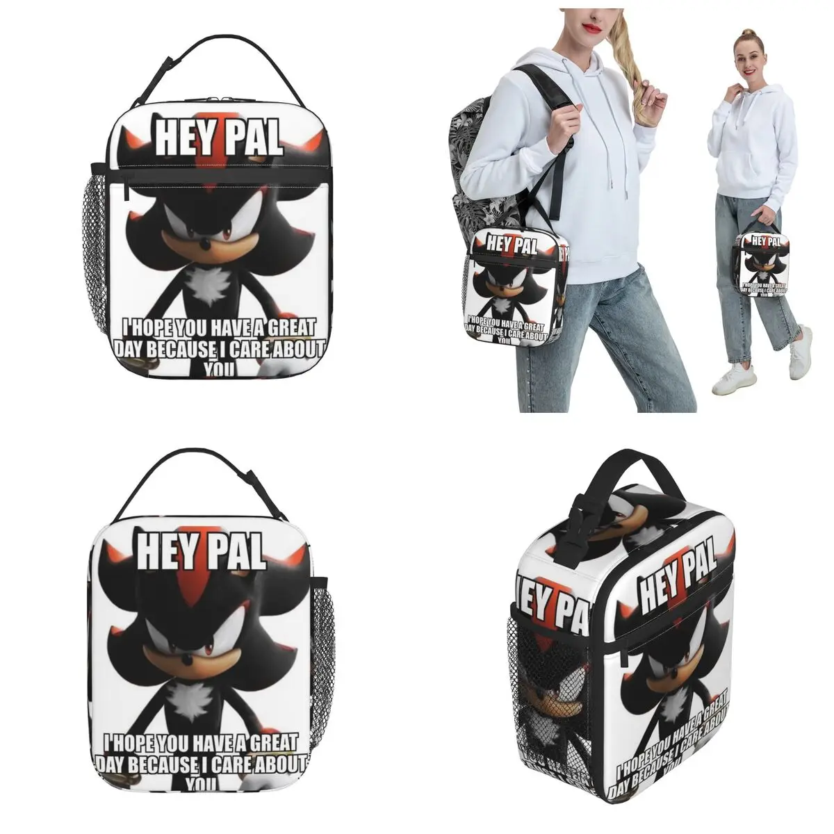 Insulated Lunch Tote Bag S-Shadows the H-Hedgehogs Hey Pal Meme Product Lunch Container Y2K Thermal Cooler Lunch Box For School