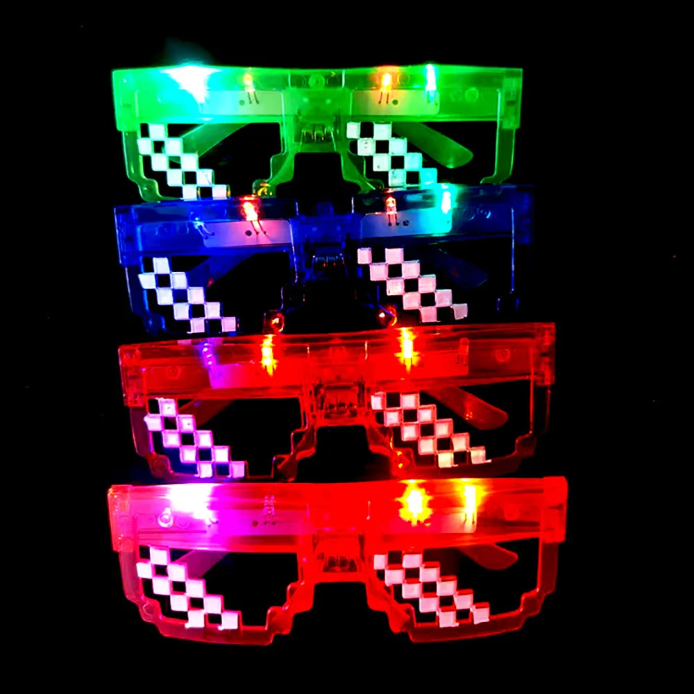 10/20/30 LED Mosaic Glasses Light Up Glow Sunglasses Bulk Neon Glow In The Dark Wedding Birthday Party Supplies for Kids Adults