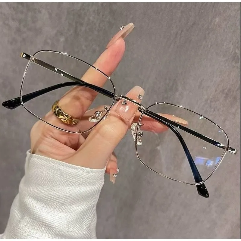 Frauen Vintage Platz Myopie Gläser Männer Business Anti Blau Licht Nahe Anblick Brillen Luxus Metall Rahmen Minus Anblick Brillen