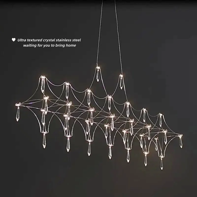 

Long pendant light, minimalist dining table, modern minimalist bar counter, front desk designer, artistic crystal LED light2025