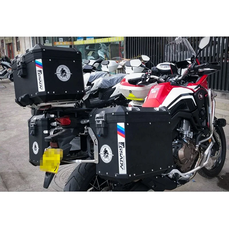 مناسبة ل CRF1100L دراجة نارية سكوتر العلوي 48L الأسود الصلب سبائك الألومنيوم تخزين الأمتعة صندوق جانبي للاستخدام المريح