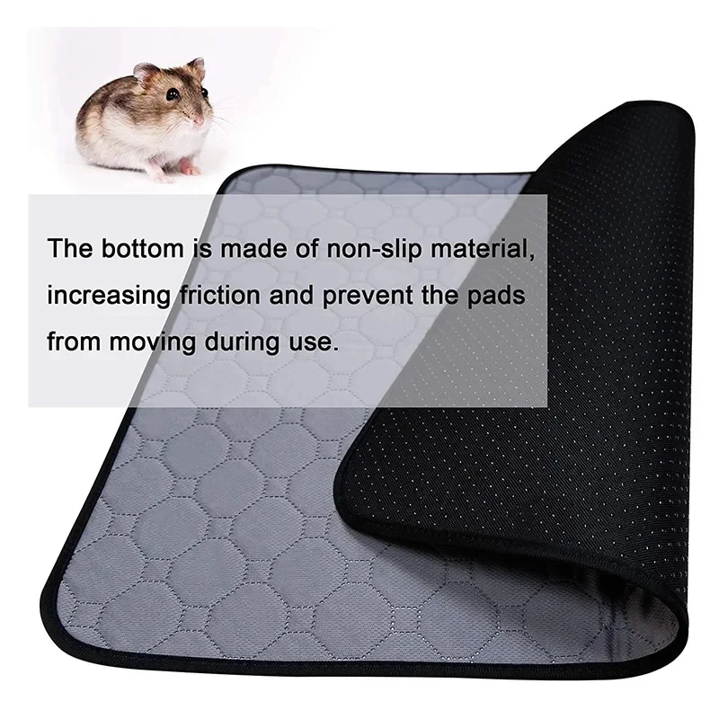 Reusable washable non-slip urine pad for guinea pigs, cage liner beds for rabbit pets, and all-season cat and dog training pads