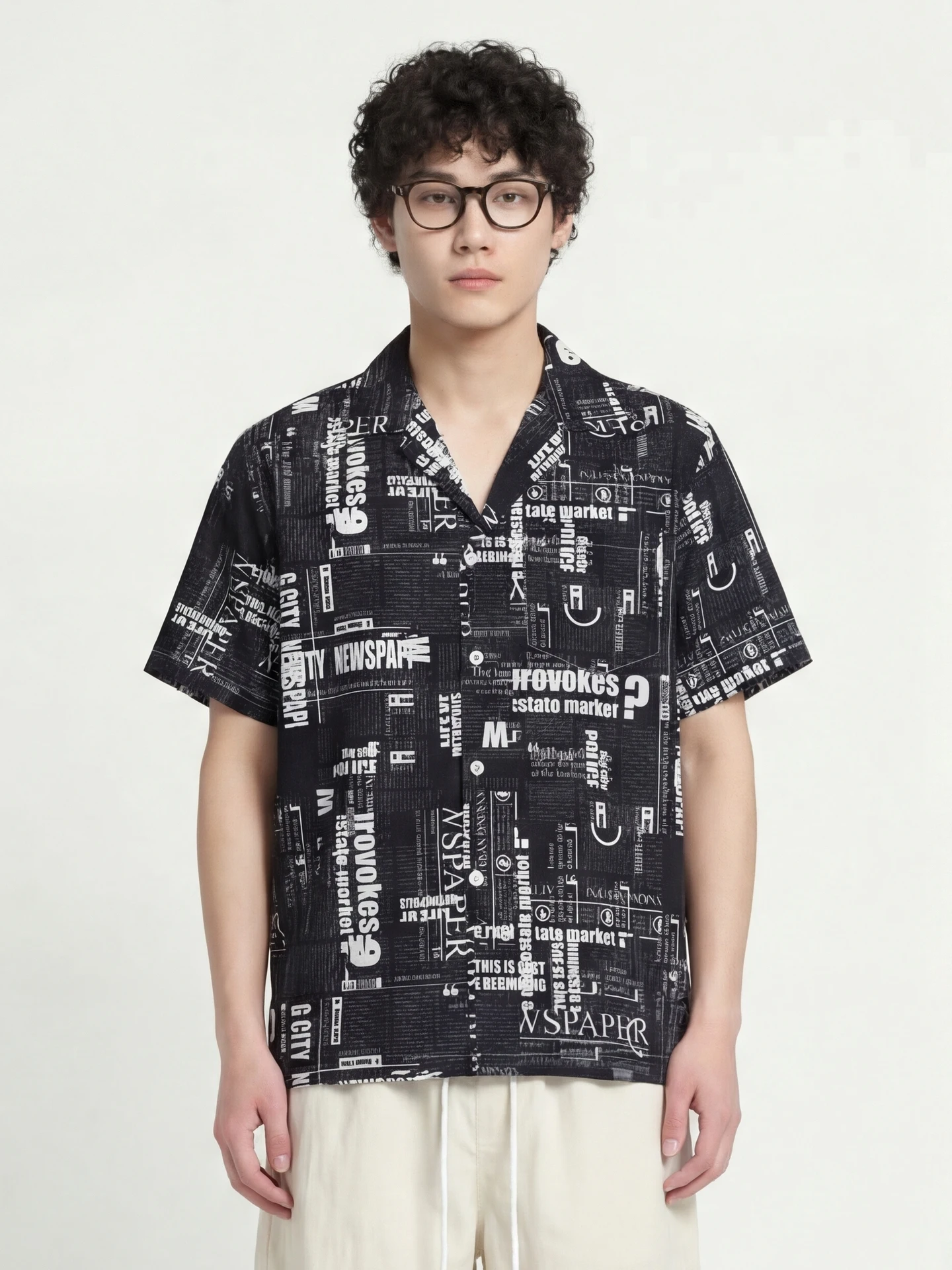 

Свободная рубашка с кубинским воротником и коротким рукавом, с ретро-принтом, повседневная, в стиле BF, из дышащего полиэстера, летняя