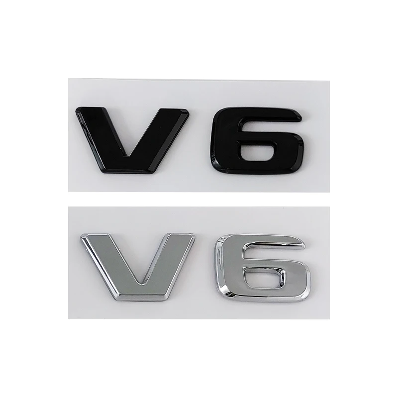 3d ABS Black Logo V6 Leters Car Fender Emblem For W205 W204 C280 ML SLK 320 Viano Vito V6 Sticker V6 Engine Badge Accessories