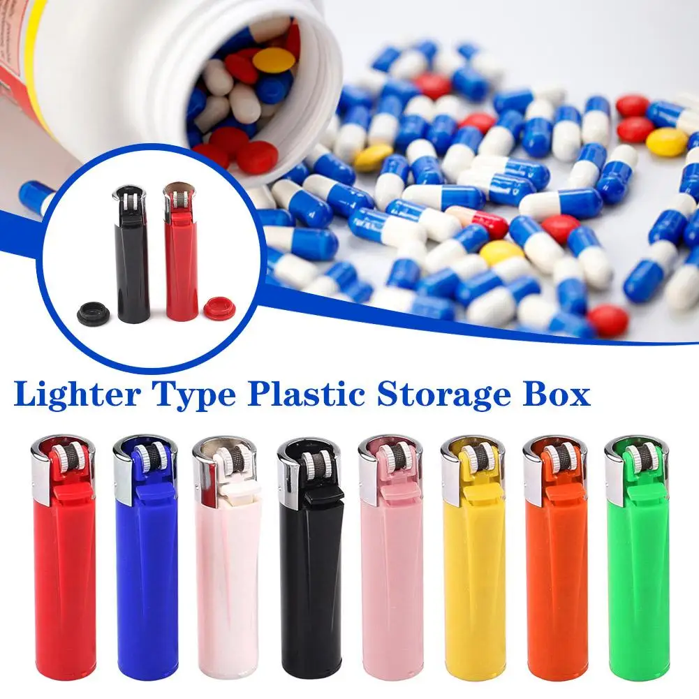 Lighter Shape Pill Box Safe Medicine Storage Case Sealed Waterproof Drug Hidden Organizer Storage Dispenser Moisture-proof U3M2