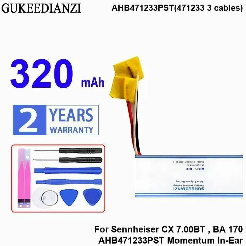 安定したゼンハイザー-cx-700bt-ba170-ahb471233pst-momentum-320mah-インイヤーヘッドフォンバッテリー-471233-3-ケーブル
