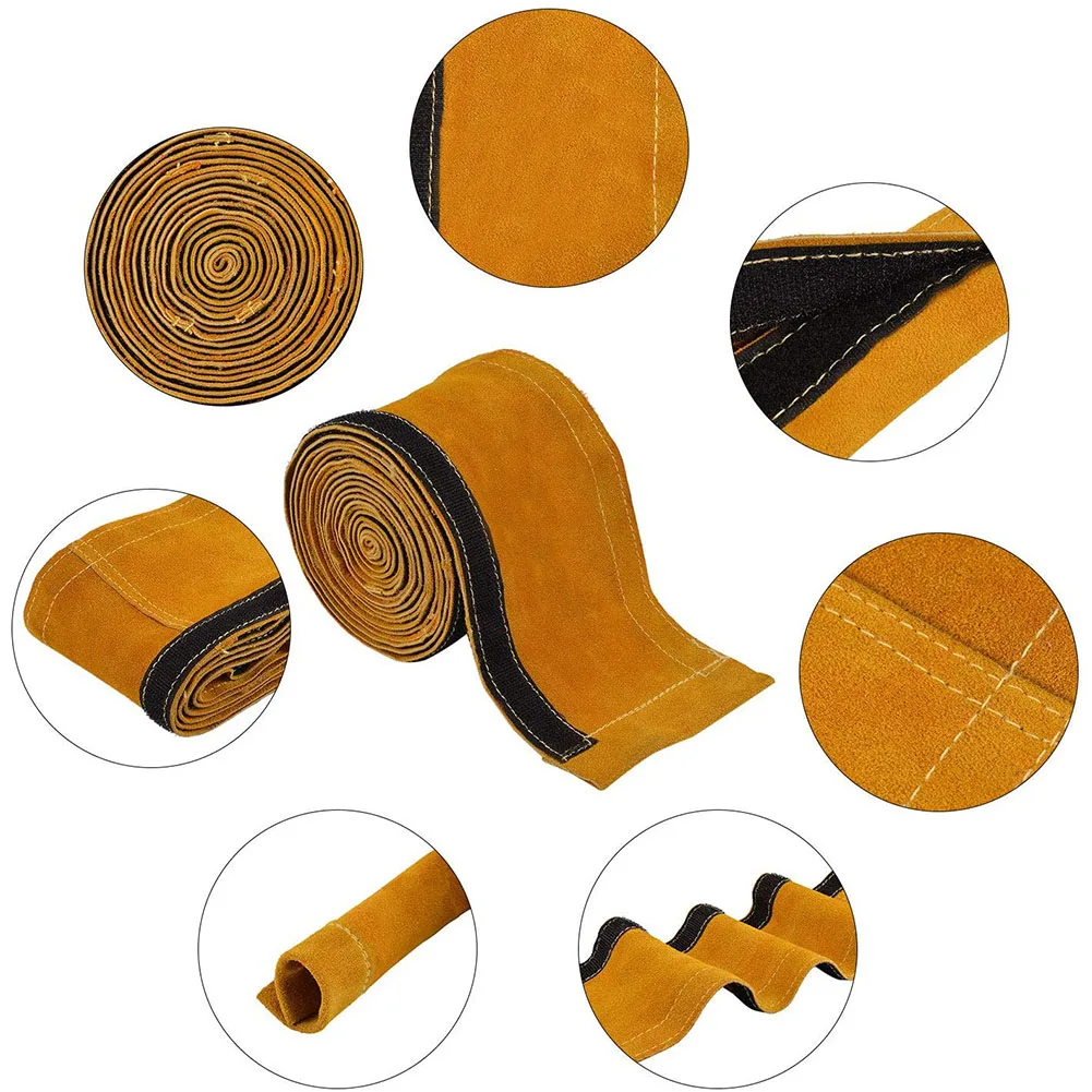 1PC 3.5/7/10/15M TIG Welding Torch Cable Cover Stitched Mig/plasma Cable Sleeves Tig Cover Yellow Leather Tools Accessories