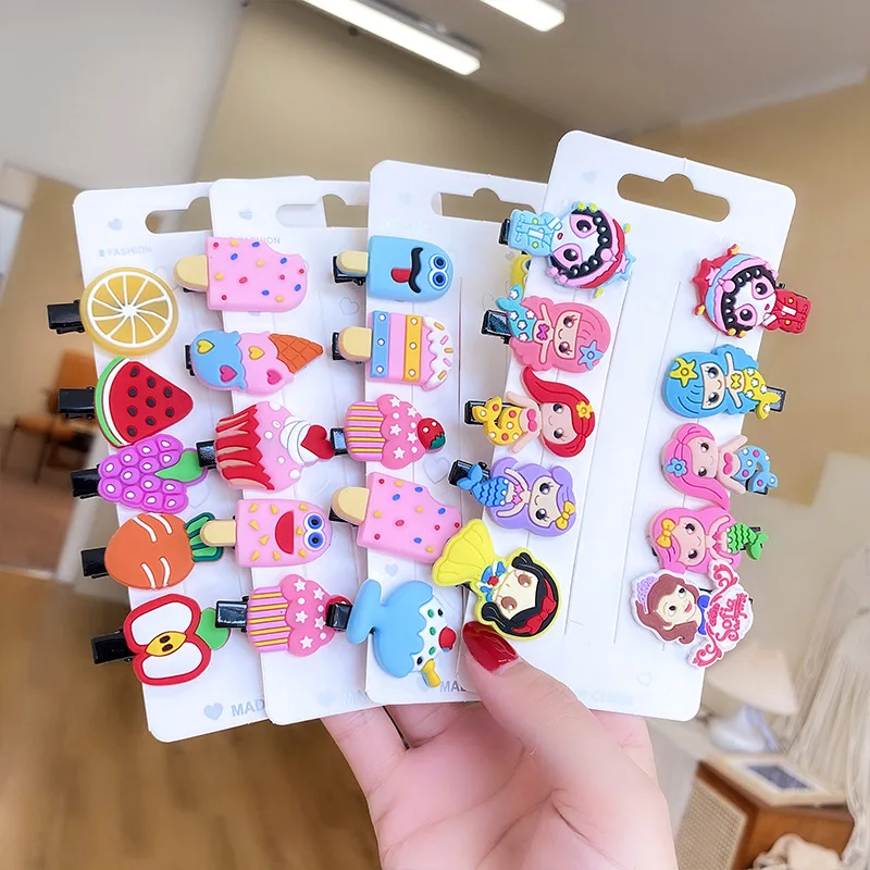 1Set Children Ice Cream Princess Hairpins Girls Colorful Barrettes Cute Headband Hair Accessories Kids Headdress Hair Clips Gift