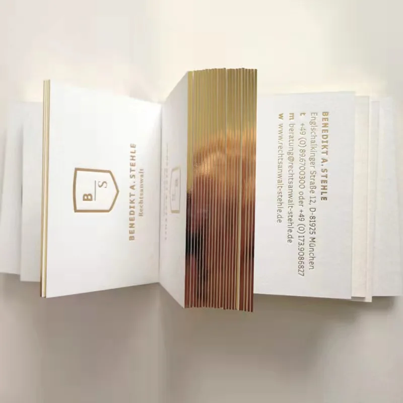 

Custom 100PCs high quality luxury gold foil logo printing business cards with own design