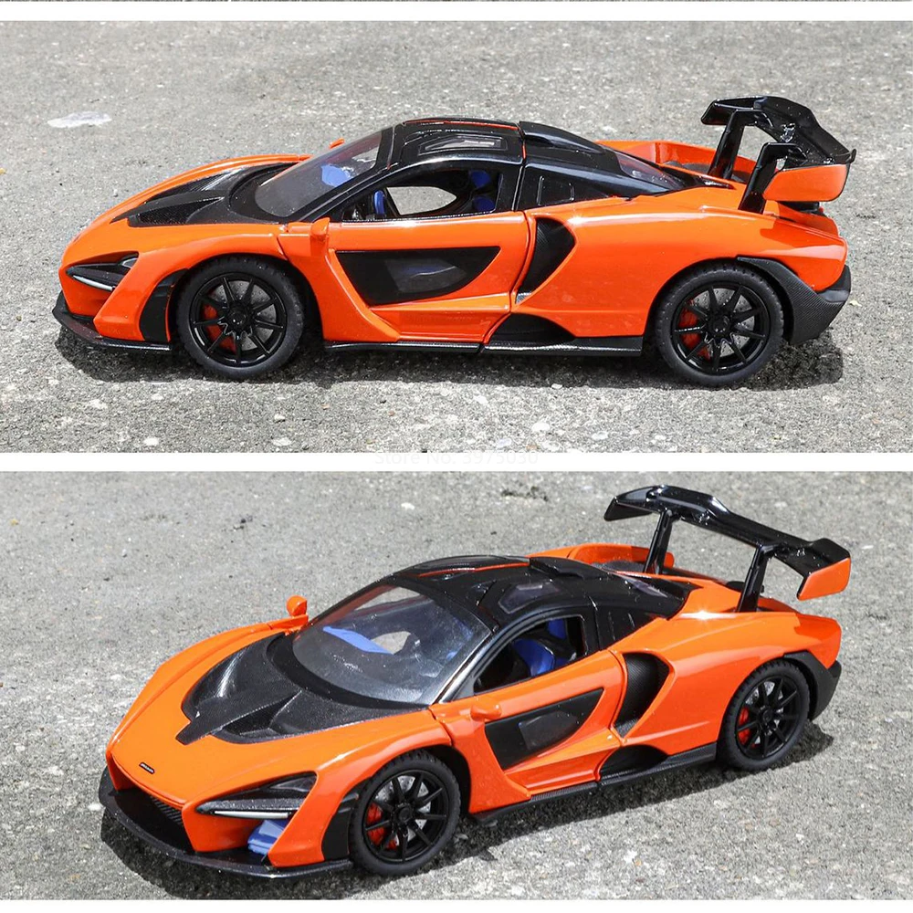 1:24 Senna Legering Diecast Model Speelgoedauto's Spray Versie Wielbesturing Miniatuur Auto met Pull Back Voertuig Kind Collectie Geschenken