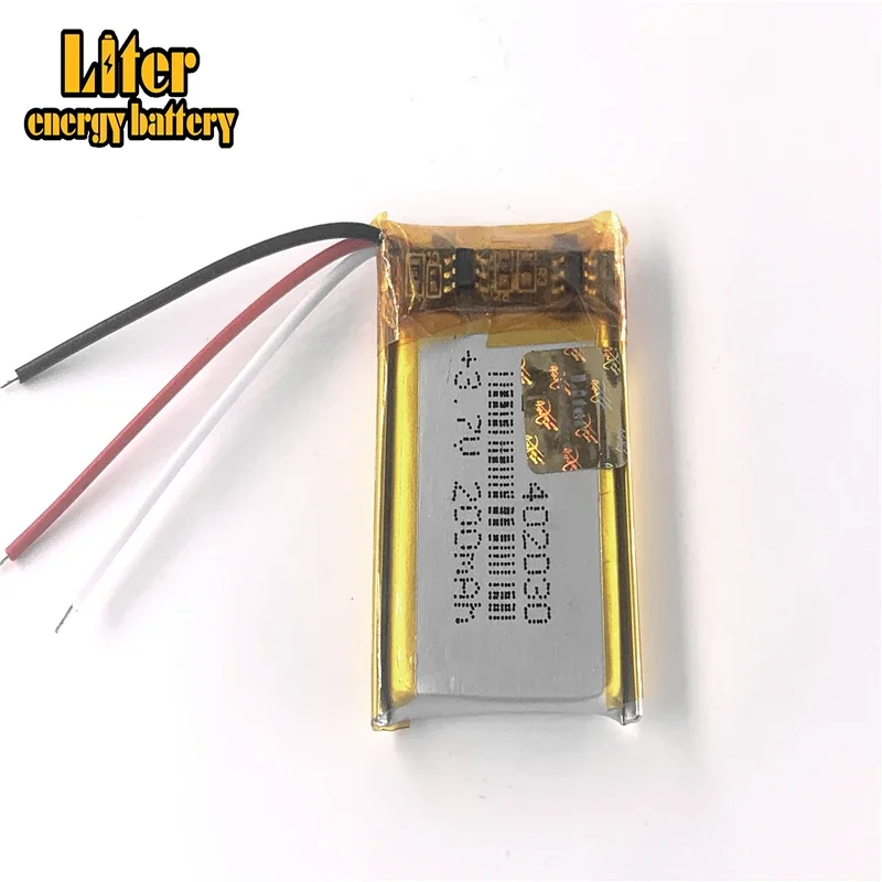 3 line Good Qulity 3.7V,200mAH,402030 Polymer lithium ion / Li-ion battery for TOY,POWER BANK,GPS,mp3,mp4