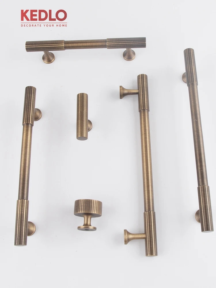 KEDLO Moderner Minimalistischer Massiver Messing-Rundknopf Küchenschrankgriff Antiker Messinggriff Schubladengriff Gebürsteter Messinggriff – Detail 8