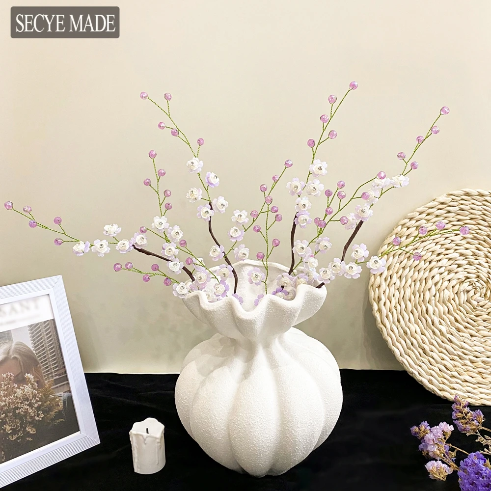 

1/3/7PCS Light Purple Artificial Flowers Wedding DIY Bouquet Decor Arrangement Crystal Babies Breath Fake Flower Home Decor K105