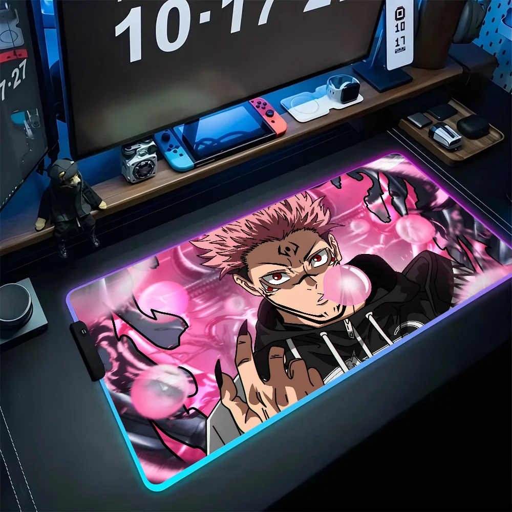 

Jujutsu Kaisen Sukuna Mousepad XXL RGB Gaming Mouse Pads HD Black Gamer Accessories Large LED