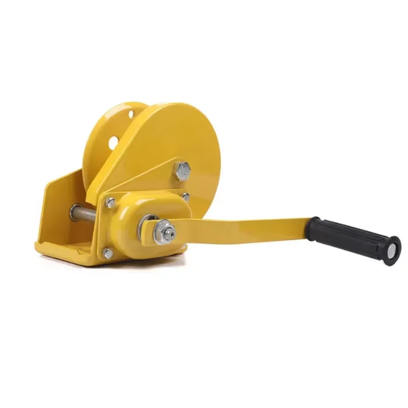 1200 Lbs Portable Manual Winch Self Locking Hand Crank Wire Rope Hoist for Car Truck Boat Recovery Heavy Duty Lifting Tool
