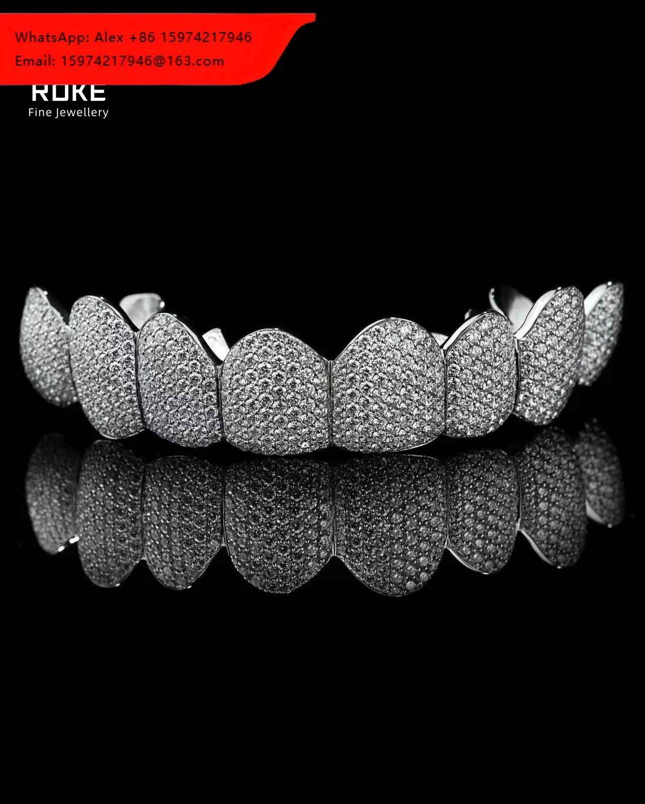 

Custom Pave Lab Diamond Grillz 9K-18K Gold, Princess Cut Icy Teeth Jewelry With Hidden Setting - IGI/GIA Certified