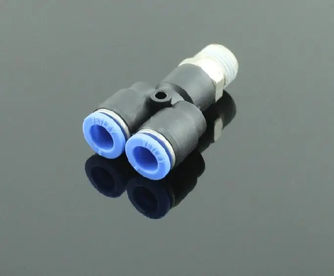 

2pcs Composite Y Connector Push In Fitting Tube OD 5/32 X NPT 1/8 1/4 3/8 Side Thread Quick