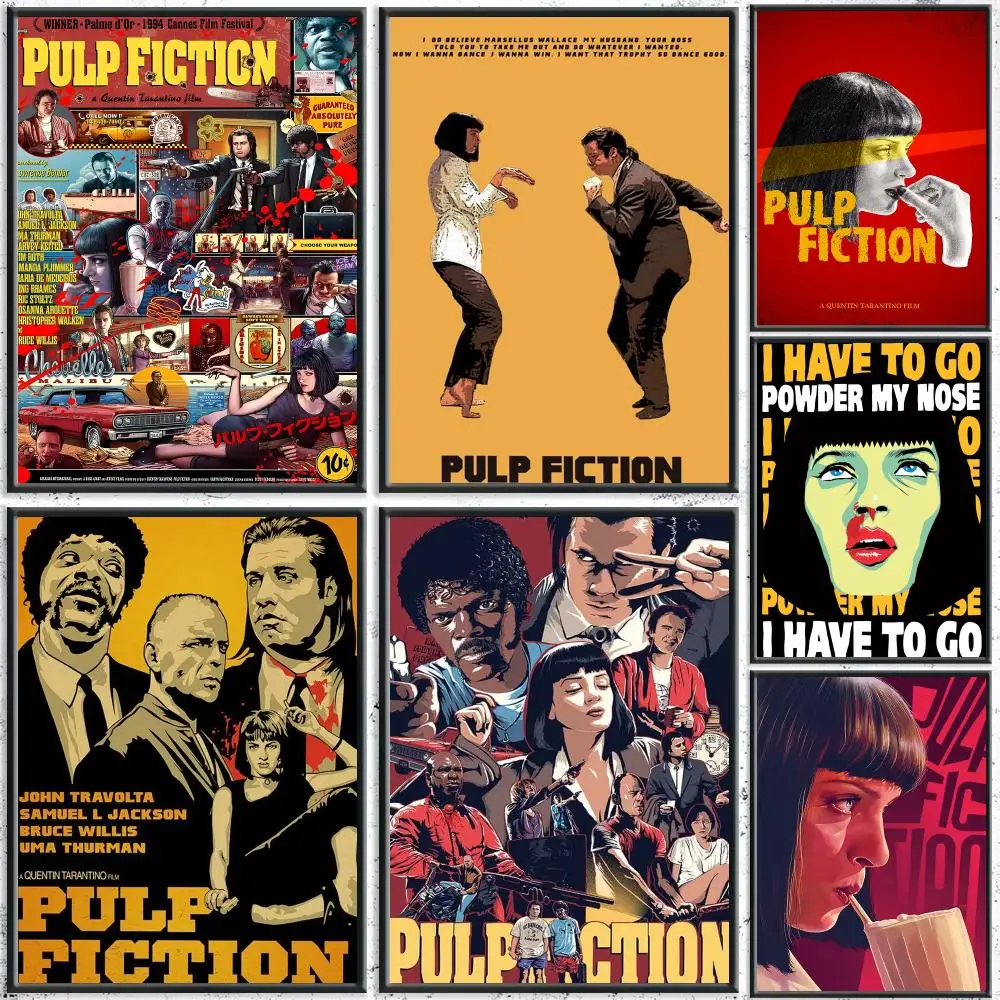 Iconic Movie P-Pulp FictionS Poster HD Self-Adhesive No Residue After Removal Ideal for All Kinds of Wall Decor