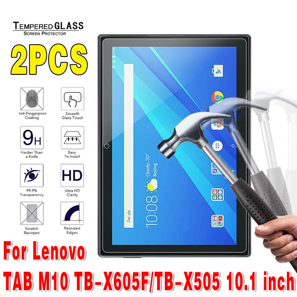 

2Pcs Tempered Glass for Lenovo TAB M10 TB-X605F/TB-X505 10.1 Inch 2.5D Full Cover Protective Screen Protector Film