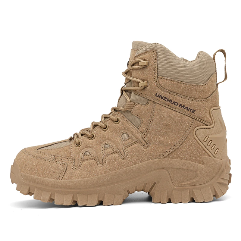 New Men Tactical Boots Comfortable Army Boots Hiking Shoes Outdoor Mid Top Lace-Up Durable Work Anti-slip Casual Sports Shoes