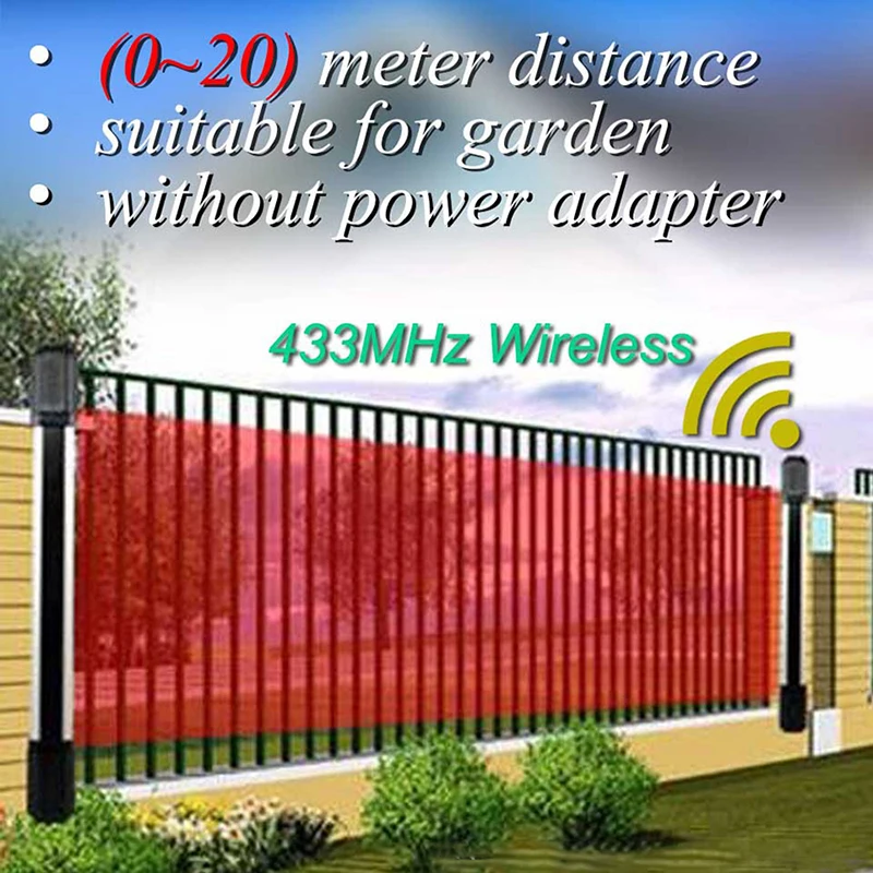 Détecteur de faisceau infrarouge étanche extérieur sans fil, capteur de barrière de jardin de clôture, système d'alarme 101 antivol domestique, 433MHz