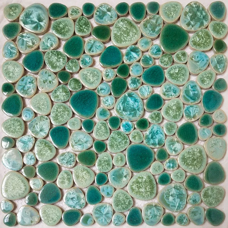 11 pcs ceramic green blue color pebble shower Floor Tile Bathroom Wall Backsplash Mosaic Tiles wall tile floor tile kitchen