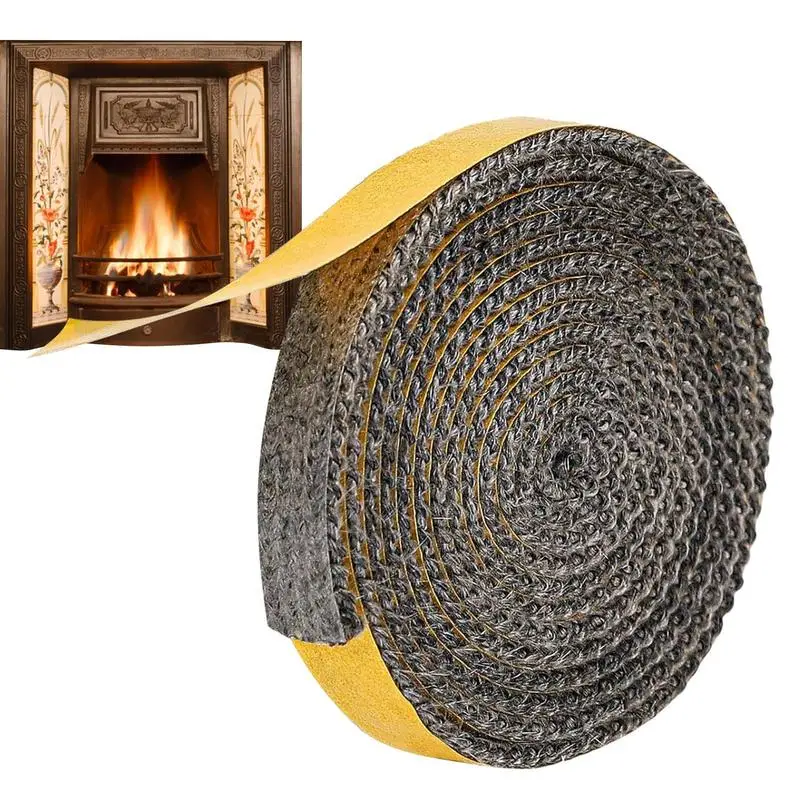 Black Flat Stoves Rope Self Adhesive Glass Chimney Door Stove Fireplace Tuyere Sealing Strip Replacement Gasket Cord