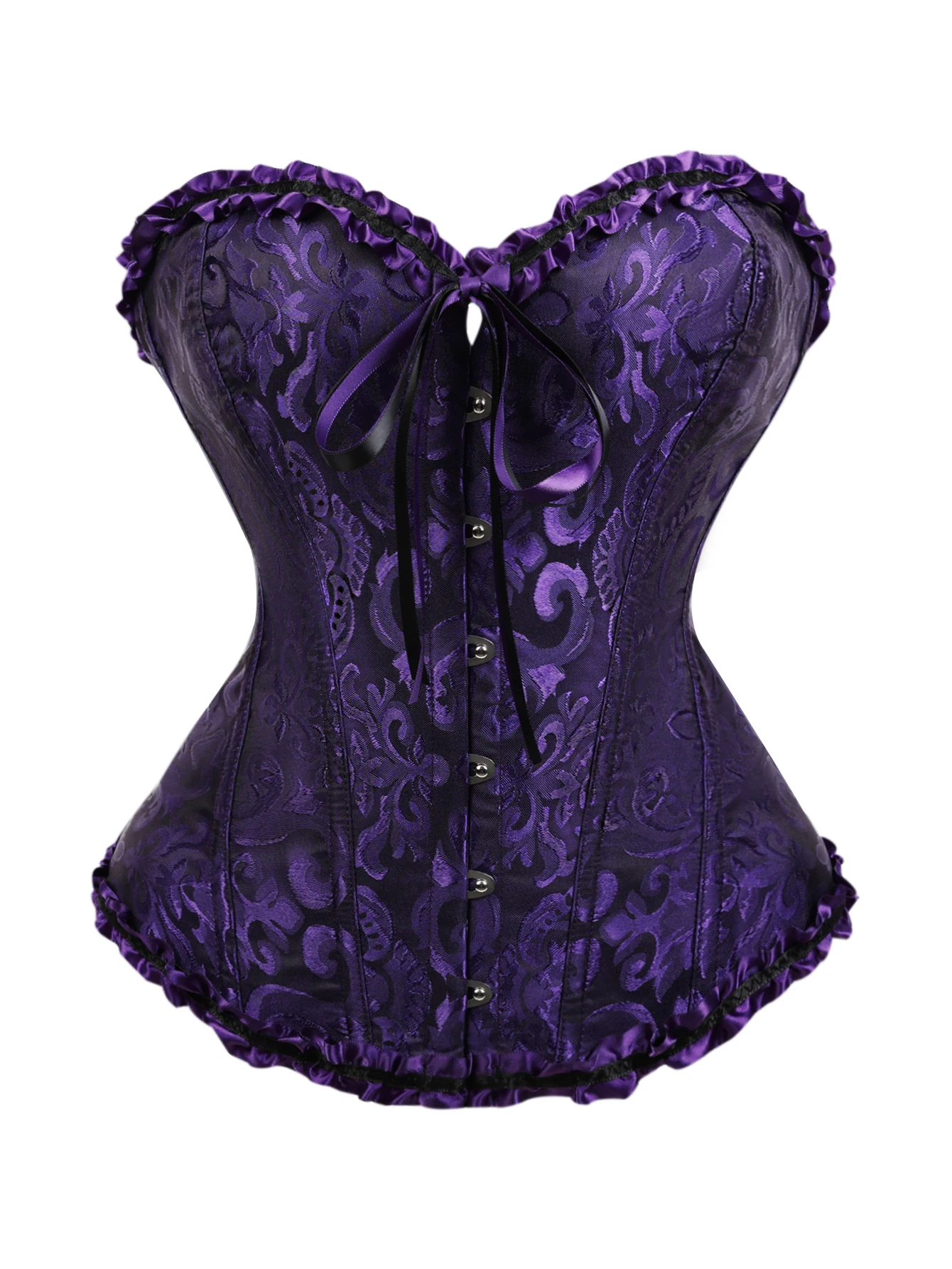 العروس مشد الأسود والأرجواني هي مشد فستان، والنساء تشكيل الجزء العلوي