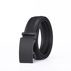 Men's Automatic Buckle Leather Belt, Cowhide, No Holes, High-Grade, Fashion, New