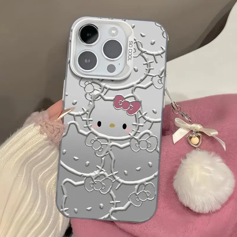 Sanrio Hello Kitty-電話ケース,落下防止カバー付き,15, 14, 13, 12, 11 pro max,xr,xs,max,7,8 plusミニ、y2k