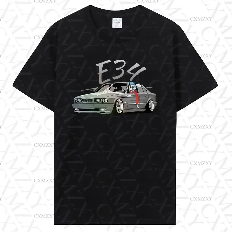 

Summer men's Glstkrrn E34 Racing Harajuku pattern printed 100% pure cotton T-shirt Retro fashion clothing