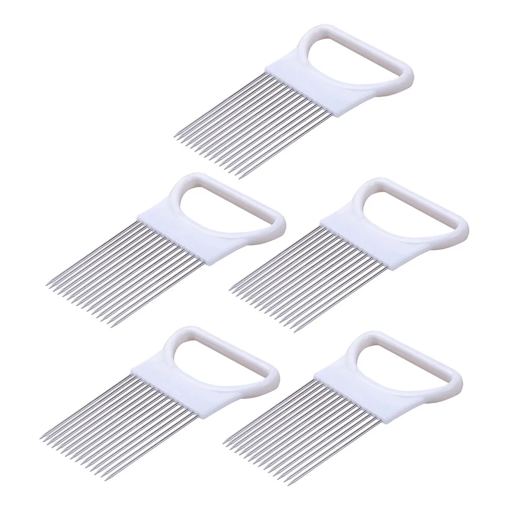 5Pcs Fruit Slicing Machine Stainless Steel Claw Shaped Onion Holder Cutting Auxiliary Tool Vegetable Tomato Fixing Tool Safe