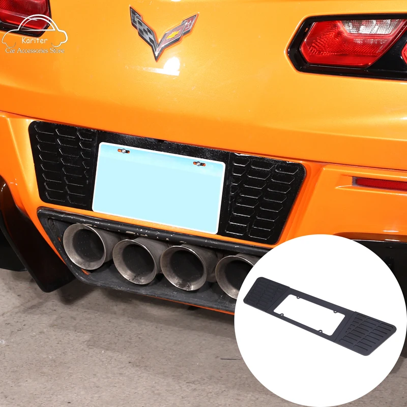 

Aluminum Alloy Black Auto Styling Rear License Plate Filler Panel Auto Exterior Accessories For Chevrolet Corvette C7 2014-2019