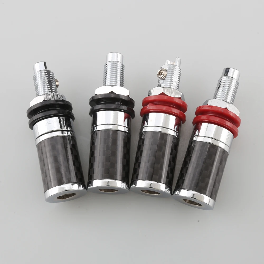 4Pcs Audiocrast CF45G/R คาร์บอนไฟเบอร์ Binding โพสต์ทอง/โรเดียมชุบ Terminal กล้วยปลั๊กแจ็คภายใน line Interface