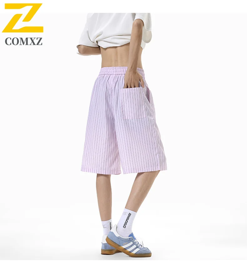 Japanese Striped Shorts Men's Summer 2025 New Y2K Street Drawstring Elastic Waist Loose Shorts Women's Gym Casual Bermuda Shorts