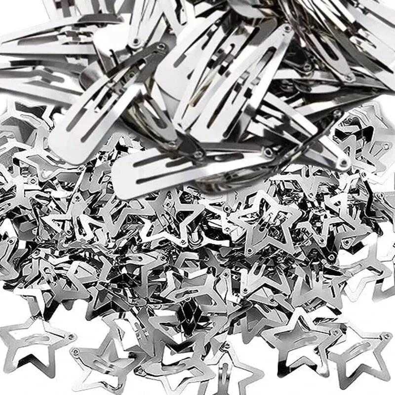 40/80PCS Y2K Silver Star Hair Clips Women Girls Metal Droplet Hairpins Barrettes Hair Clip Girls Korean Hairpin Hair Accessories