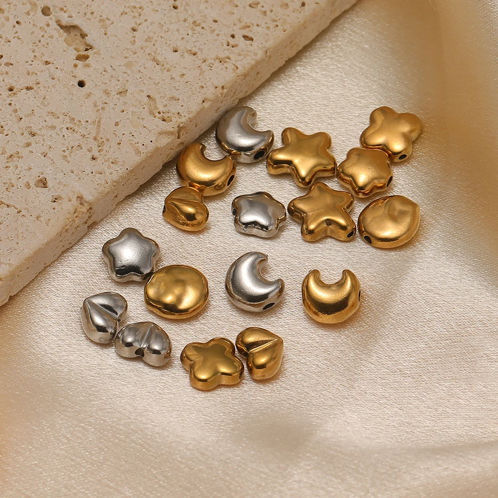10 Stück Edelstahl-Perlen in Herz- und Sternform, lose Abstandshalter-Perlen für die Herstellung von Schmuck, Halsketten, Armbändern und anderen Schmuckzubehörteilen – Großhandel. – Detail 4