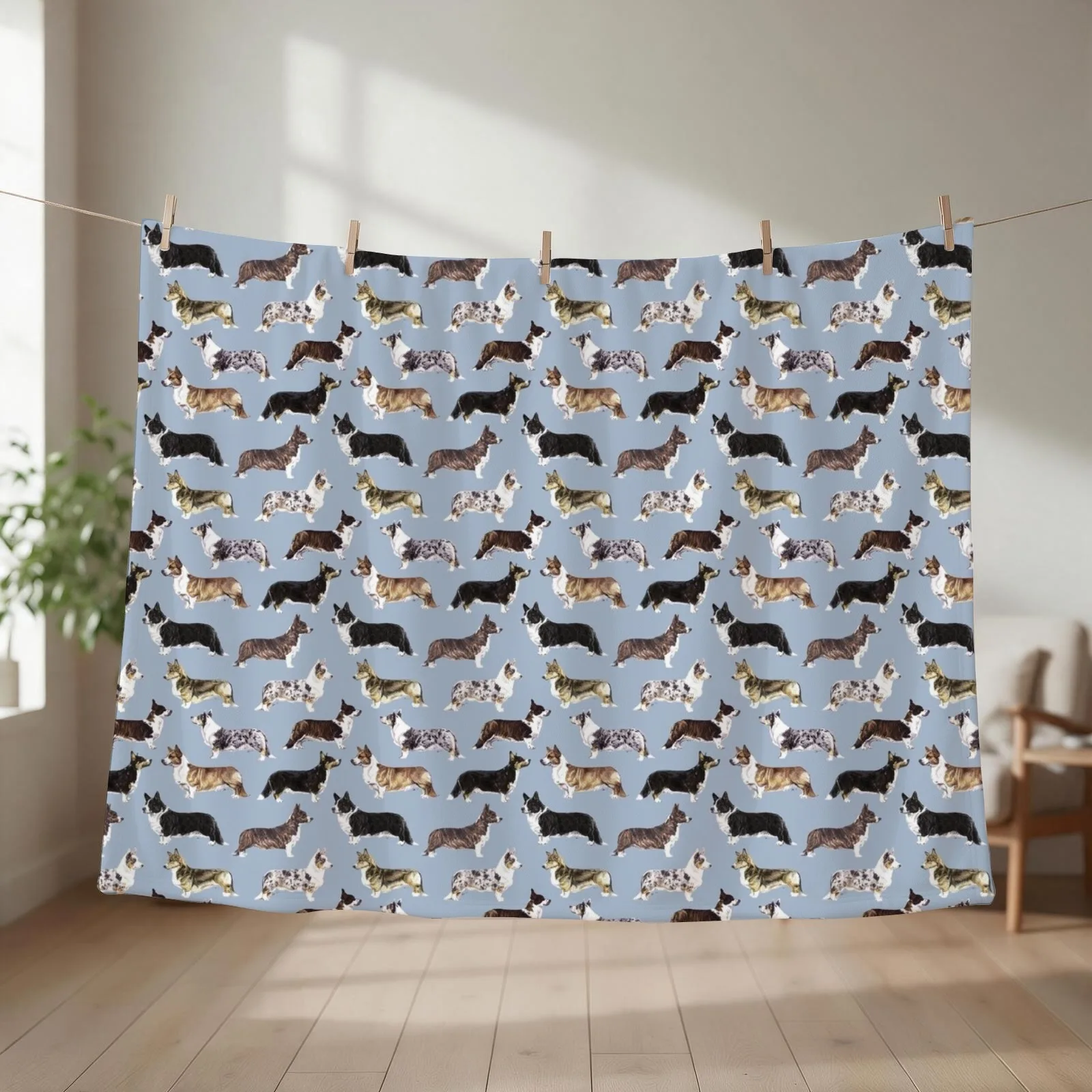 Here I Go 'Agan On My Own - Welsh Cardigan Corgi Dog Pattern Throw Blanket couch cozy soft plush fuzzy picnic outdoor blanket