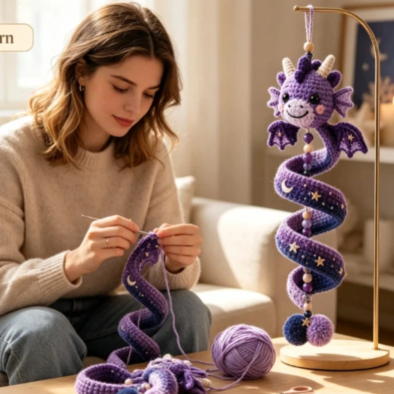 DIY Dragon Spiral Crochet Thread Hanging Material Pack Art Hanging Craft Kit Weave Materials Handmade Art Gift Home Decoration