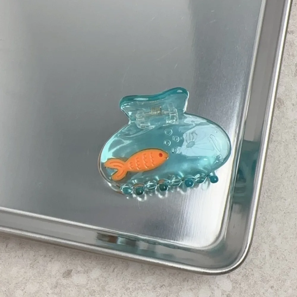 مشبك قرش كوري ذهبي ، مخلب شعر ملون ، مشابك ألياف خلات ، موضة حلوة ، لطيفة